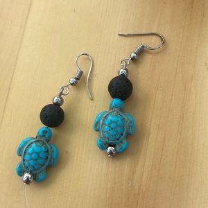 Turtle turquoise drop earrings